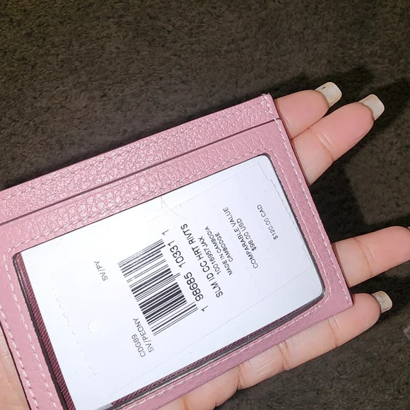 Coach Pink Card Holder with Heart Accents - Picture 3 of 4